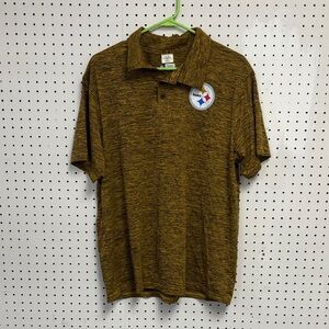 Pittsburgh Steelers Black & Yellow Speckled Adult L NFL Mens Polo